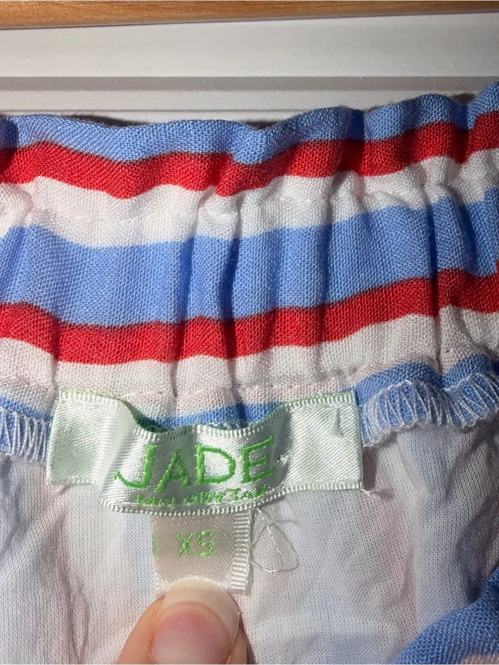 Jade Off-Shoulder Striped Dress in Blue & Red